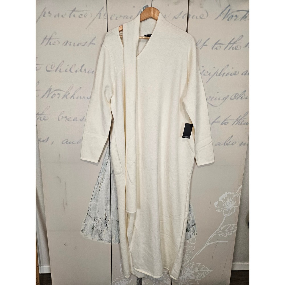 Eloquii Cream White Scarf Neck Knit Maxi Dress‎ Plus Size 22/24 Long Sleeve NEW